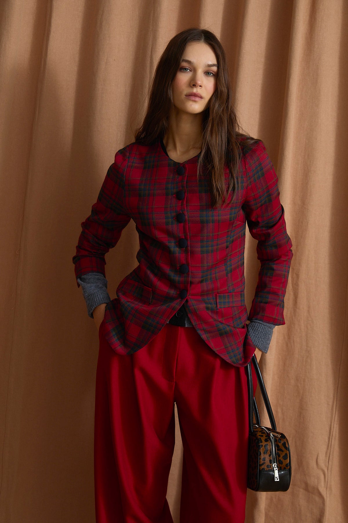 SOPHIE + LUCIE Caja Tartan Rojo Jacket