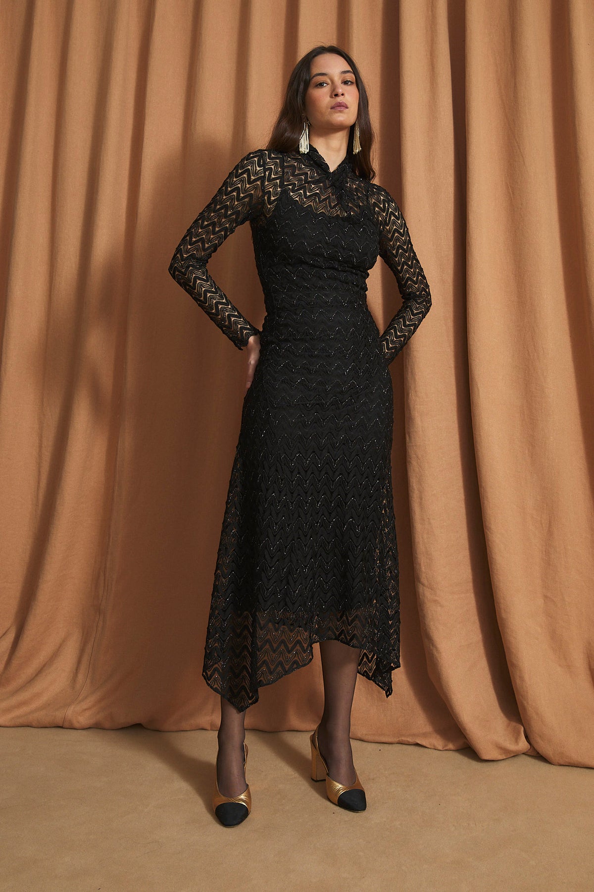 SOPHIE + LUCIE Carolina Zig Zag Negro Dress