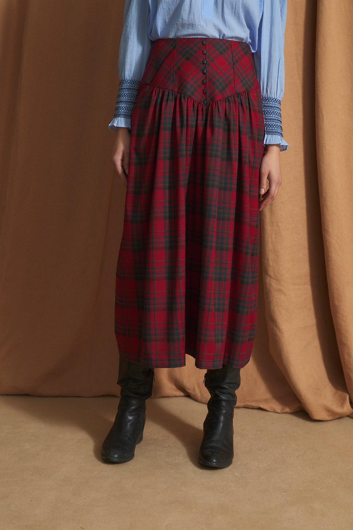 SOPHIE + LUCIE Falda Fede Tartan Rojo Skirt