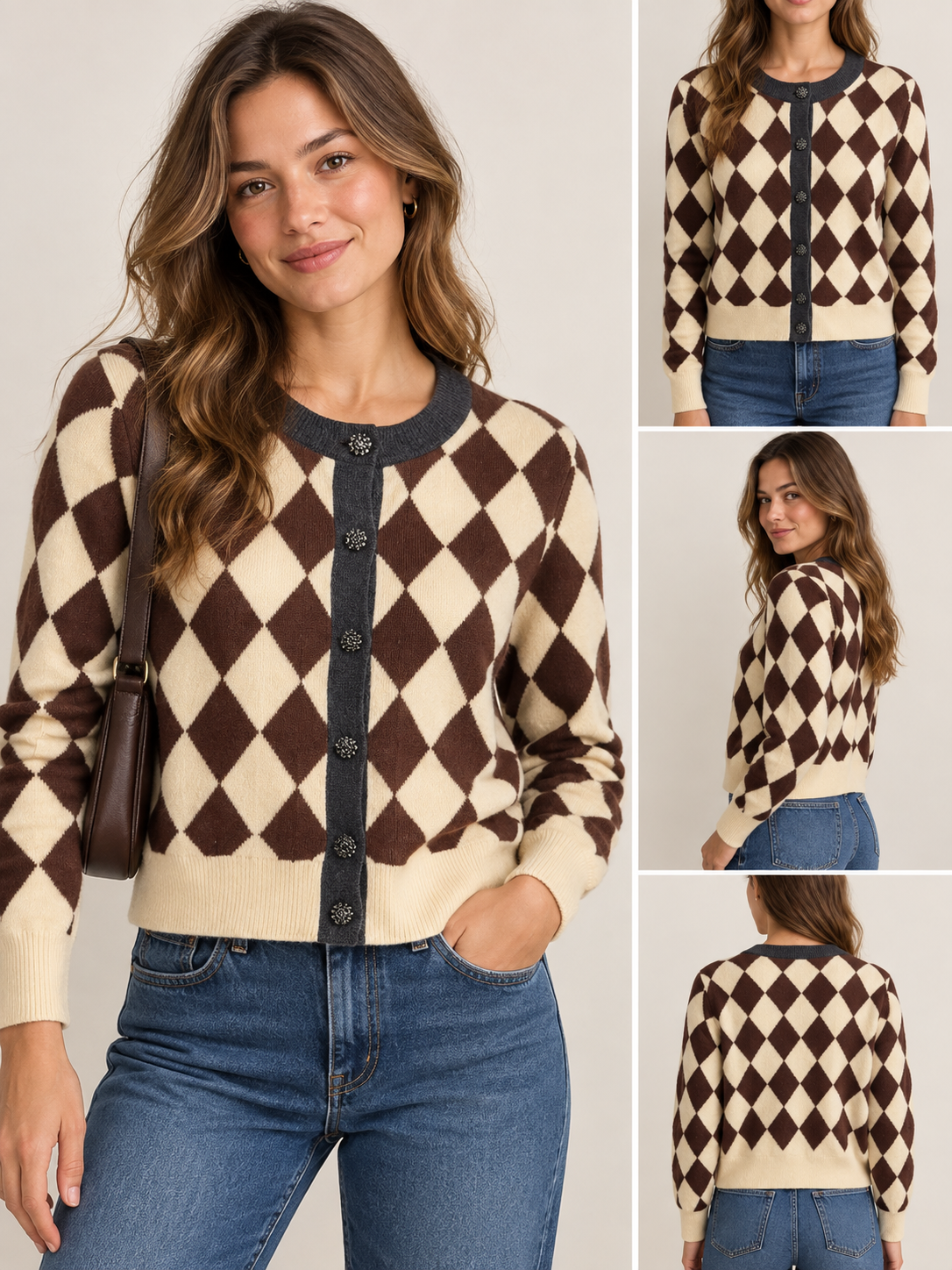 SOPHIE + LUCIE Harlequin Marron Cardigan