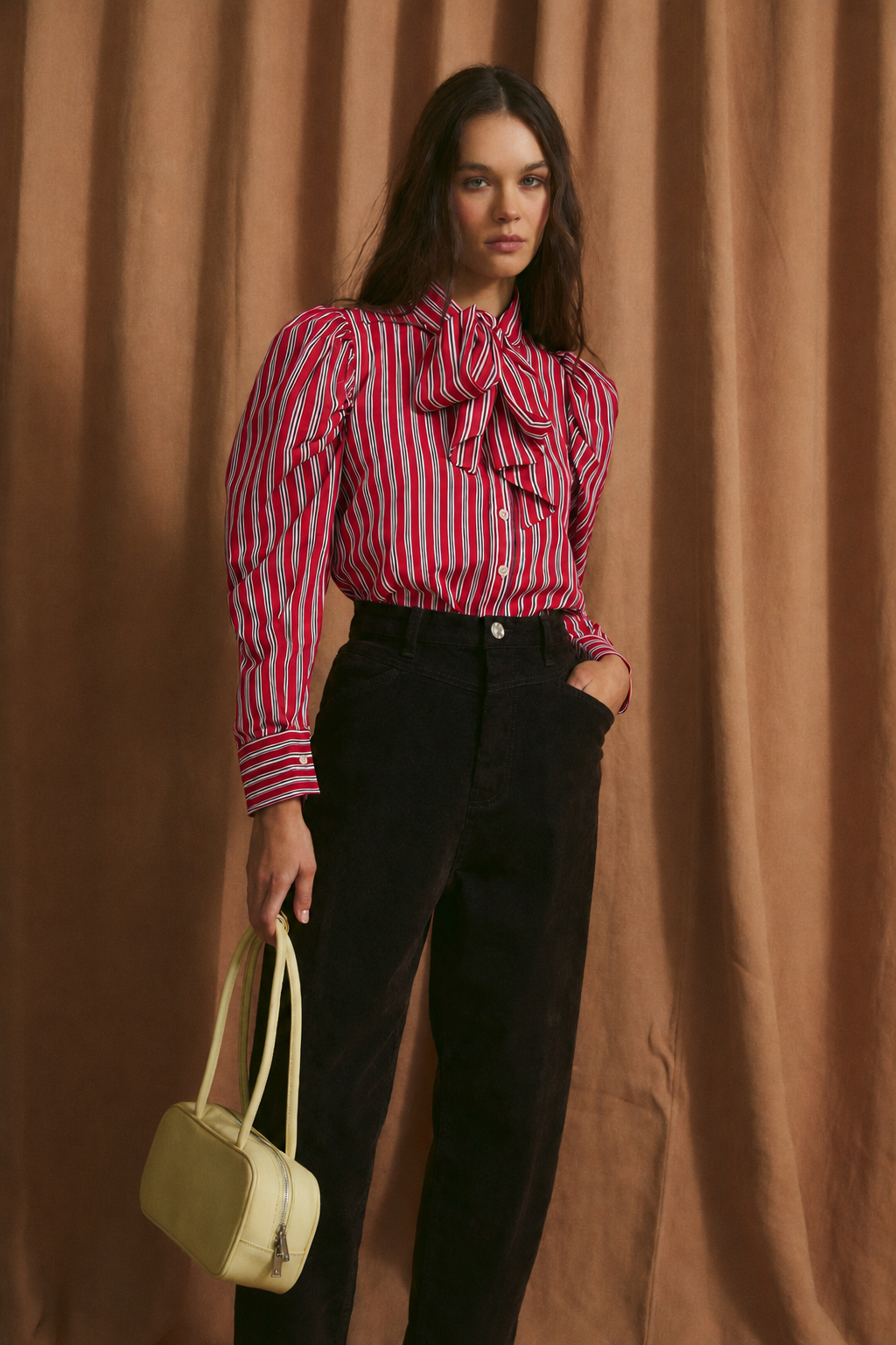 SOPHIE + LUCIE Rojo Striped Blouse WIth Pussy Bow