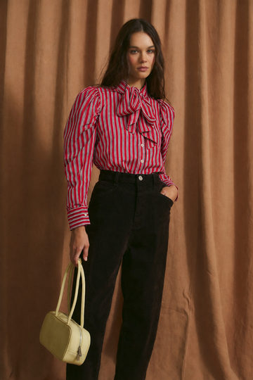 SOPHIE + LUCIE Rojo Striped Blouse WIth Pussy Bow