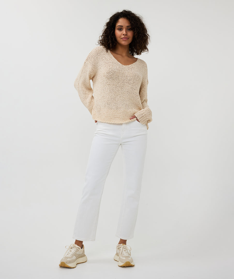 Esqualo Knitted Sand V Neck Sweater