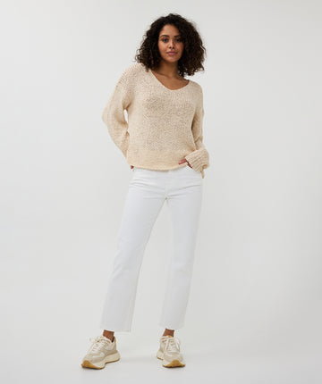 Esqualo Knitted Sand V Neck Sweater