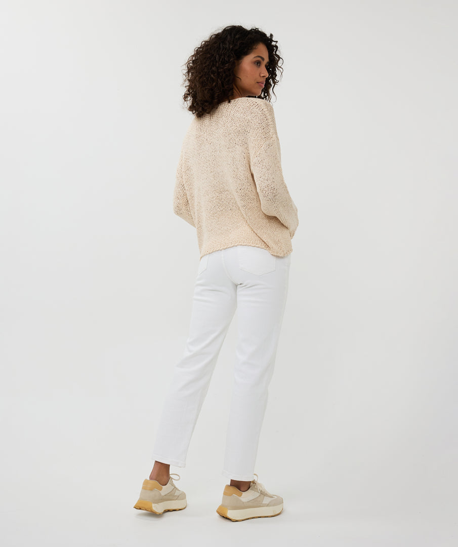 Esqualo Knitted Sand V Neck Sweater