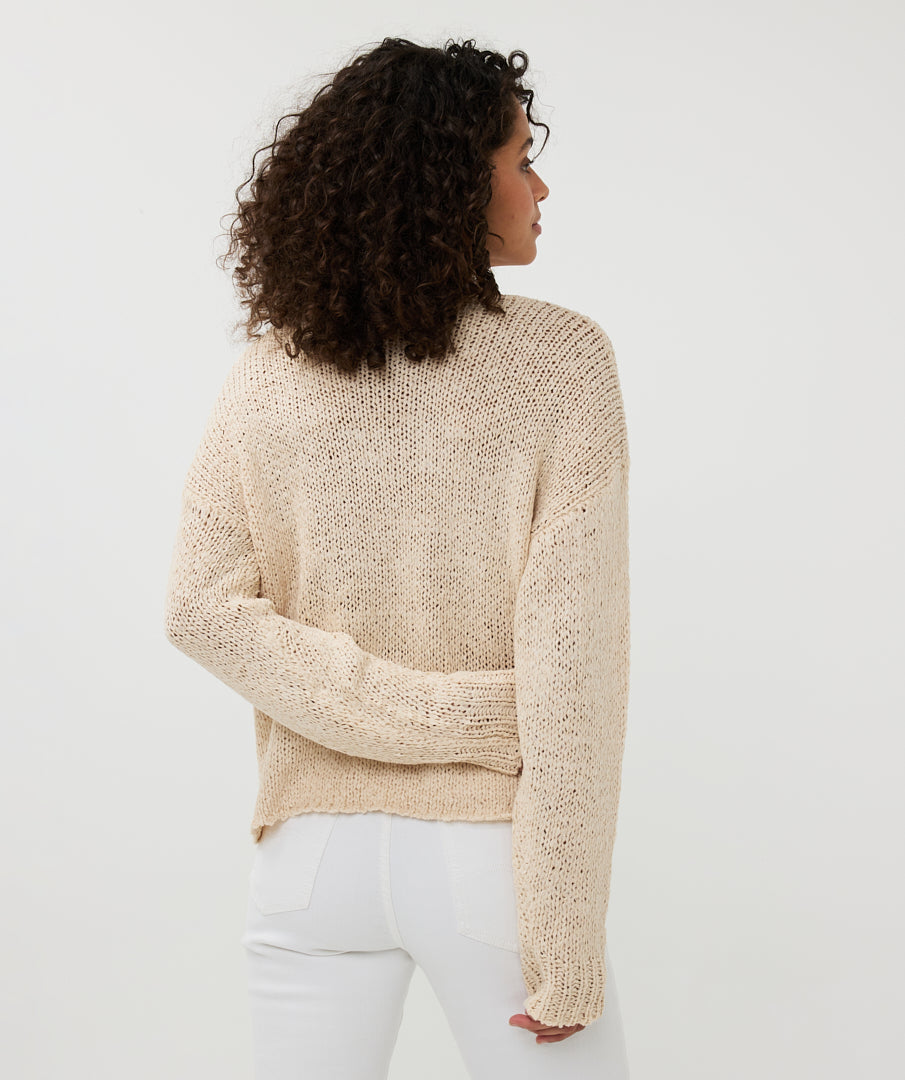 Esqualo Knitted Sand V Neck Sweater