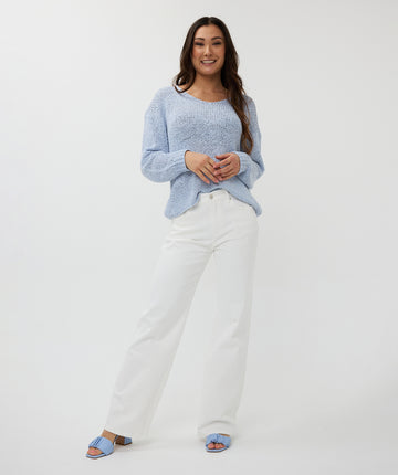 Esqualo Knitted Sky Blue V Neck Sweater