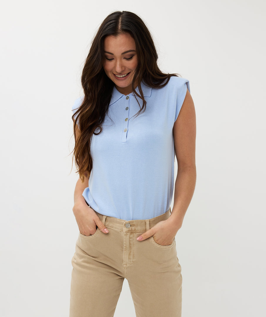 Esqualo Sky Blue Sleeveless Polo Sweater