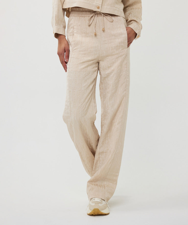 Esqualo Sand Elasticated Ivory Leopard Trousers