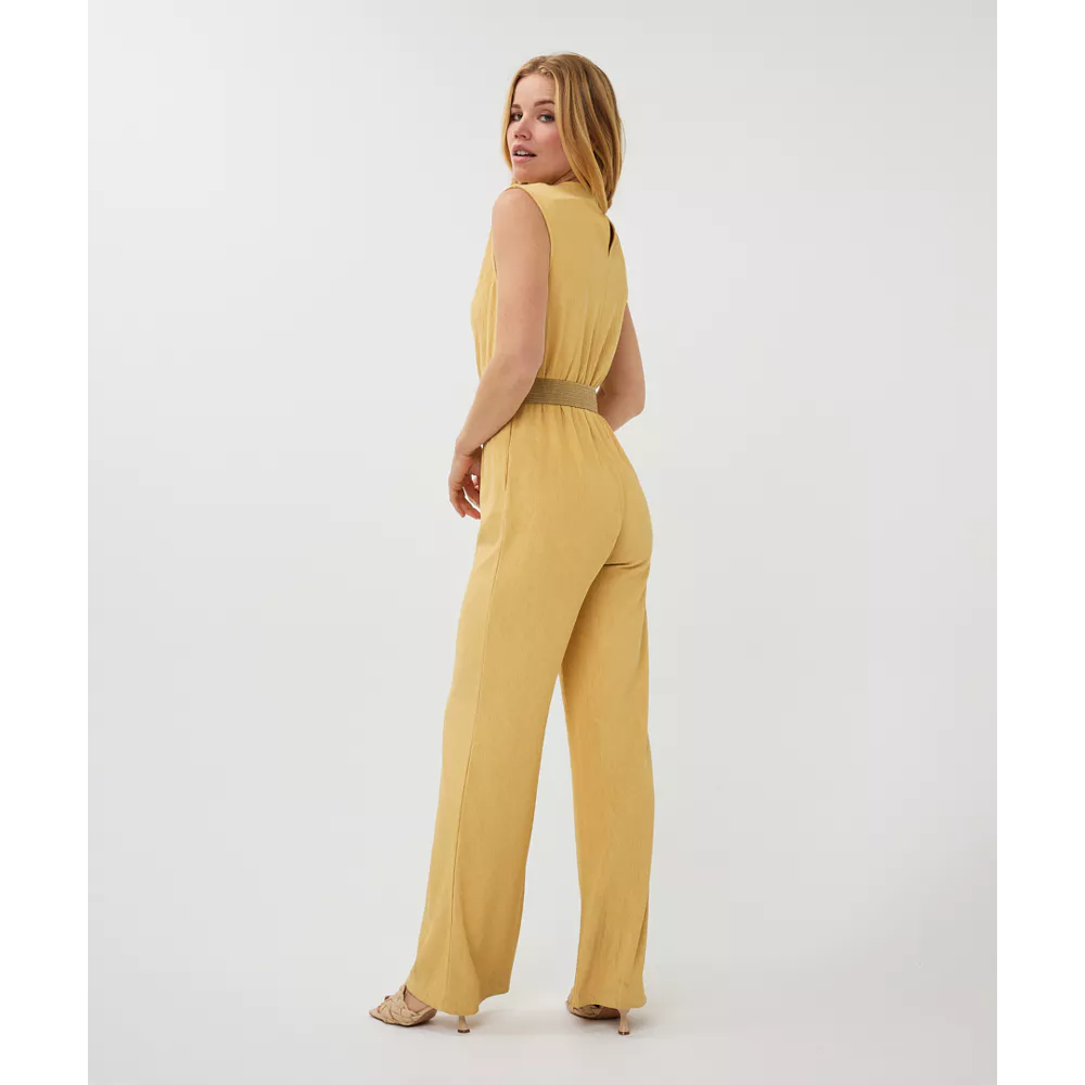 Esqualo Yellow Fancy Crinkle Jumpsuit