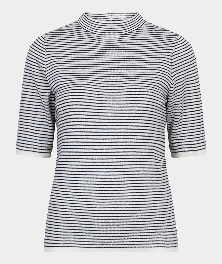 Esqualo Sweater S/S Striped Off White/Navy