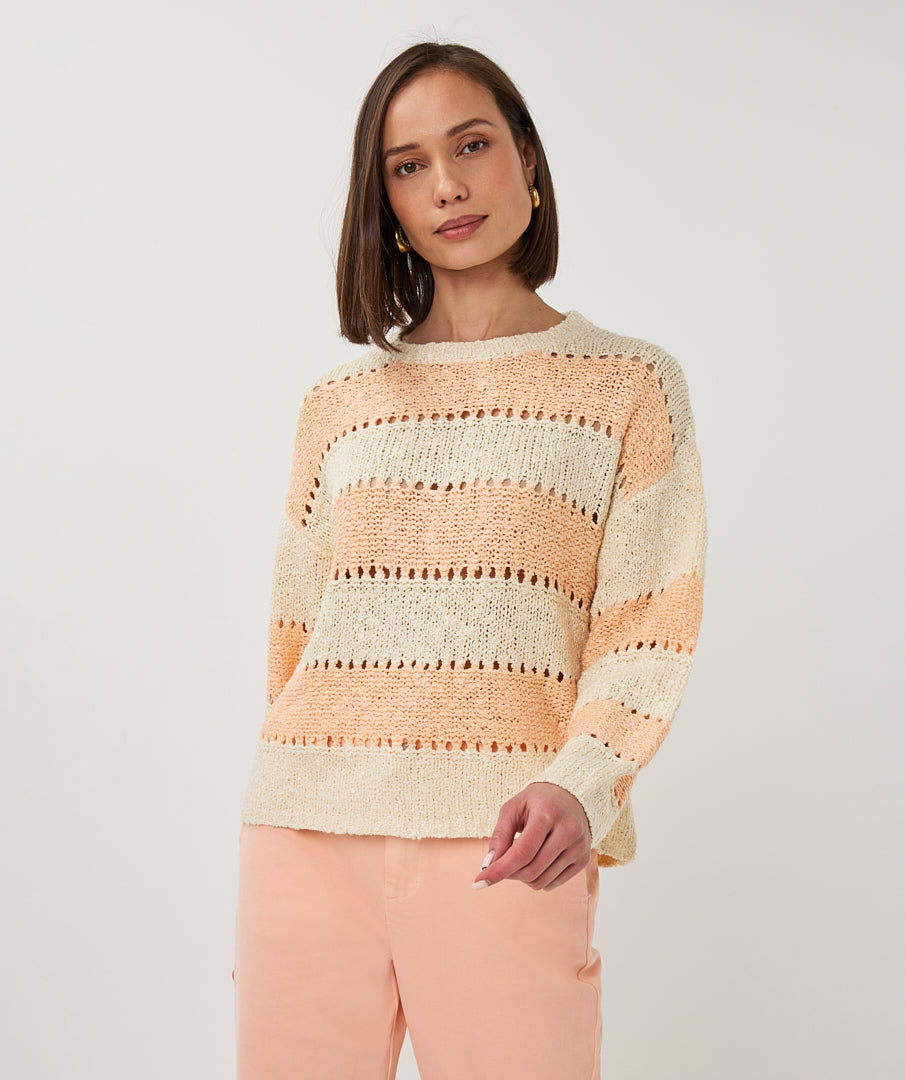 Esqualo Striped Sweater - Ecru/Bellini
