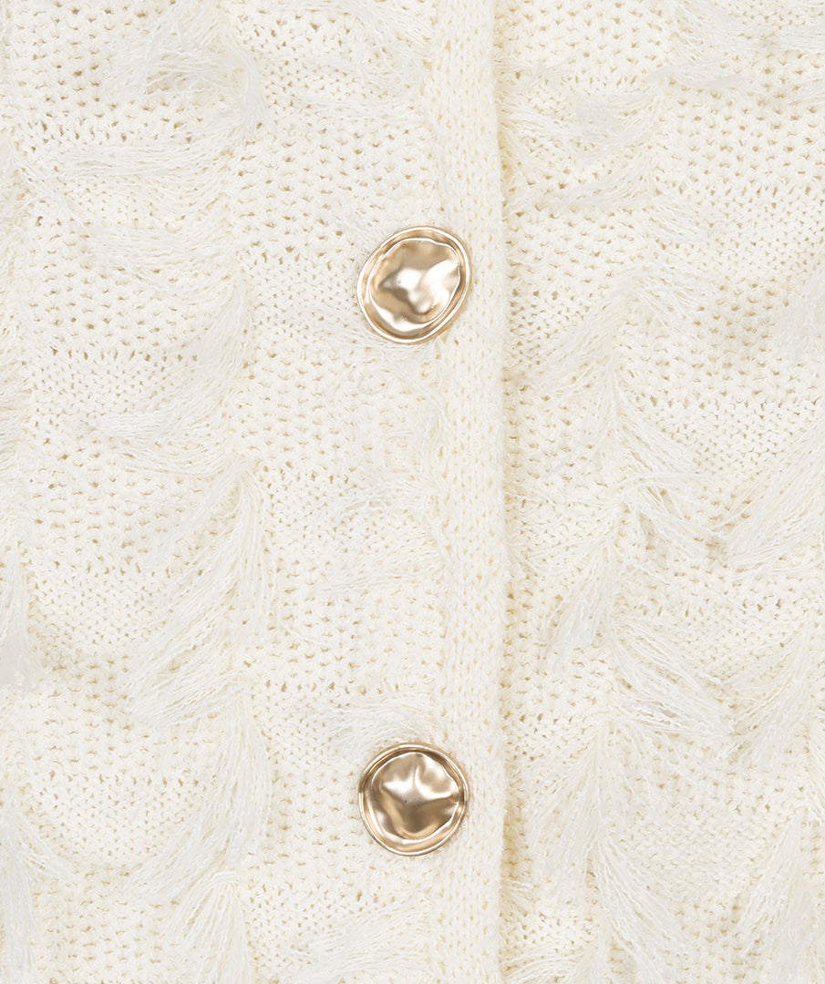 Esqualo Fringed Cardigan - Ecru