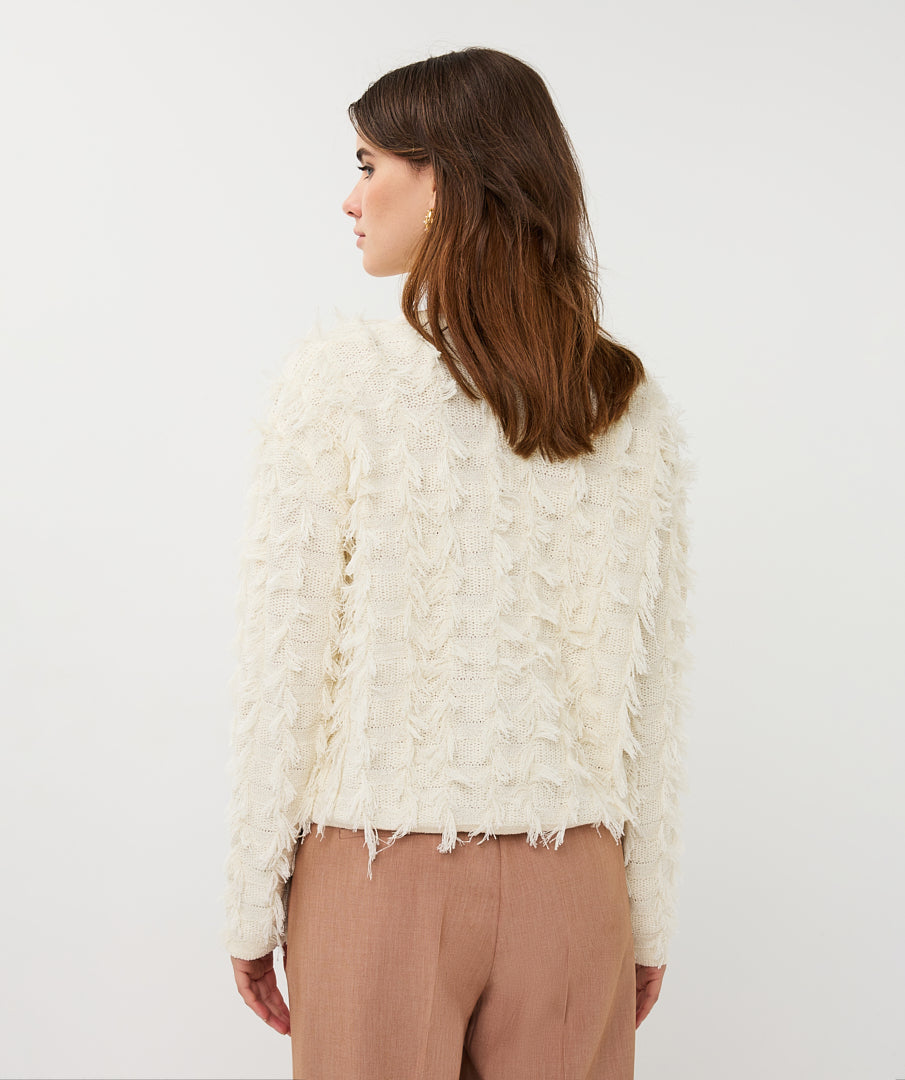 Esqualo Fringed Cardigan - Ecru