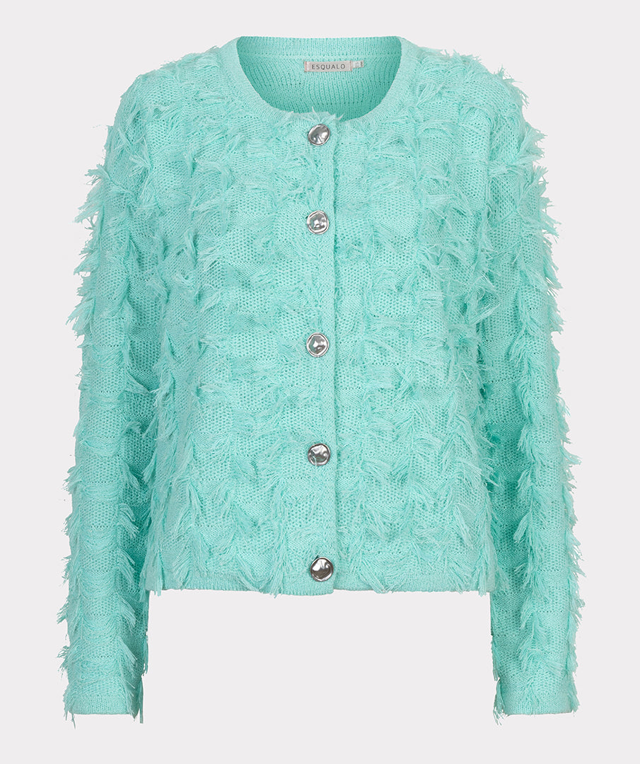 Esqualo Mint Green Fringed Cardigan