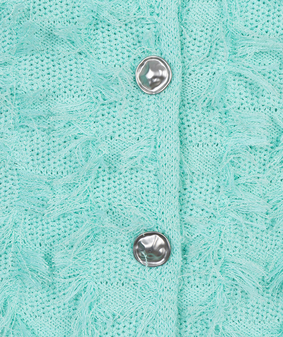 Esqualo Mint Green Fringed Cardigan