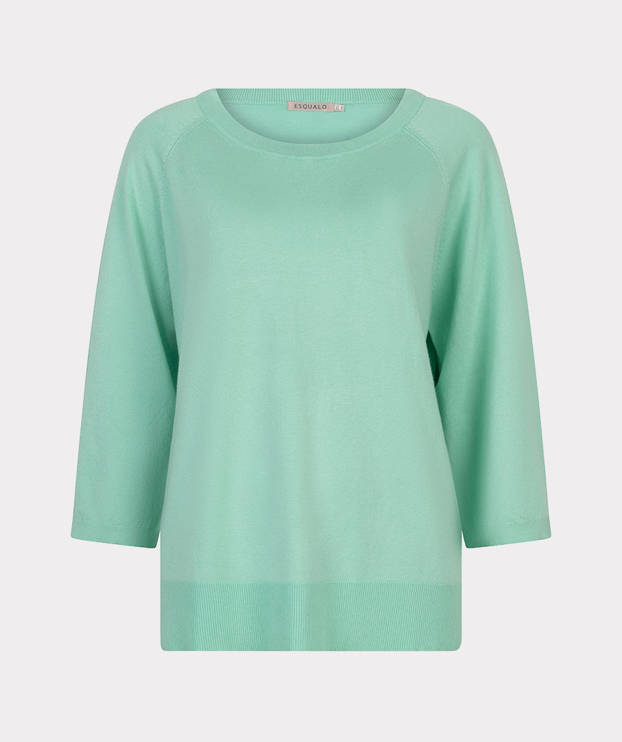 Esqualo Sweater Wide Sleeve Basic Knit - Mint Green