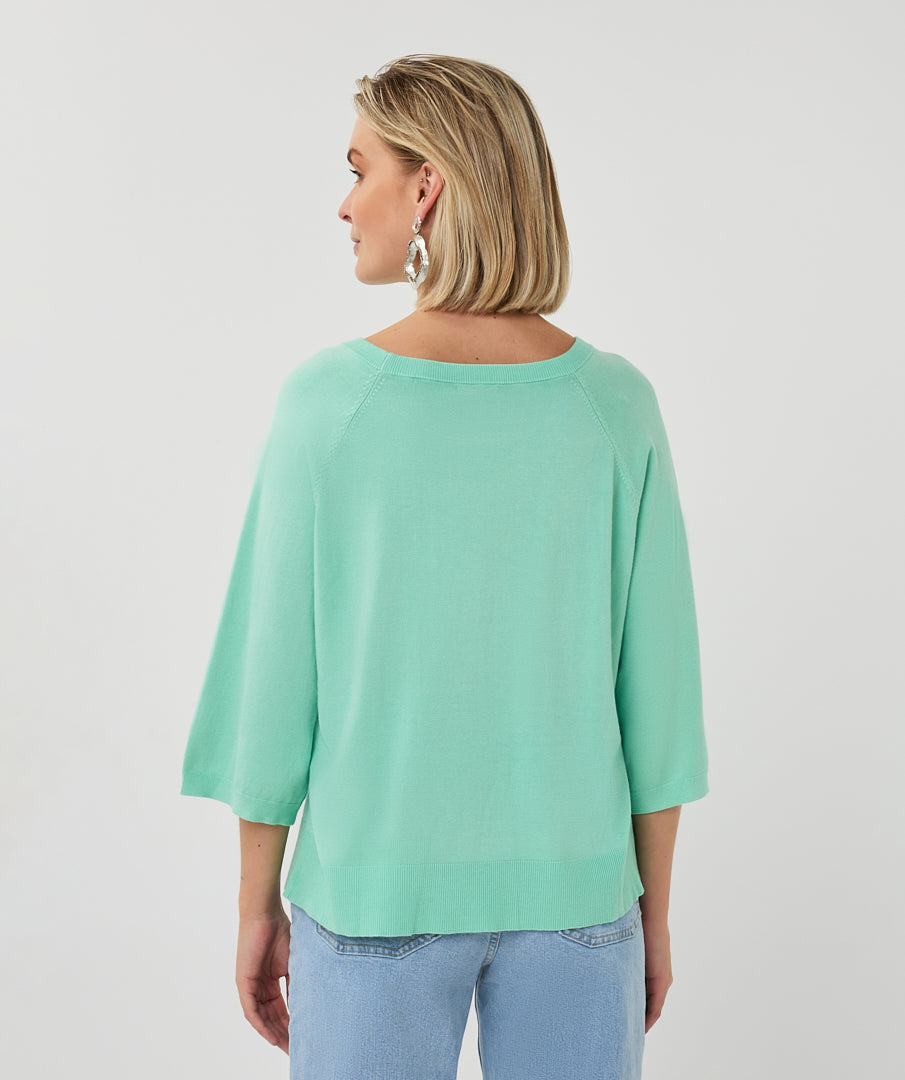 Esqualo Sweater Wide Sleeve Basic Knit - Mint Green
