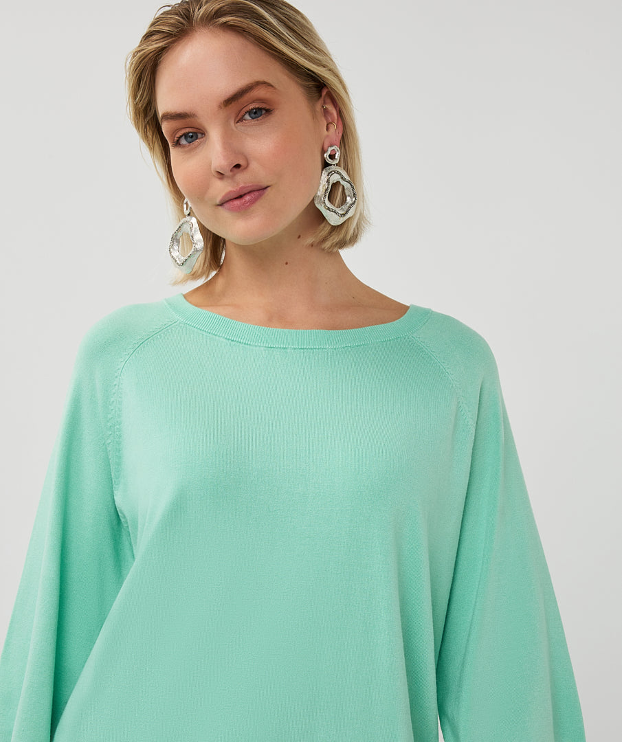 Esqualo Sweater Wide Sleeve Basic Knit - Mint Green