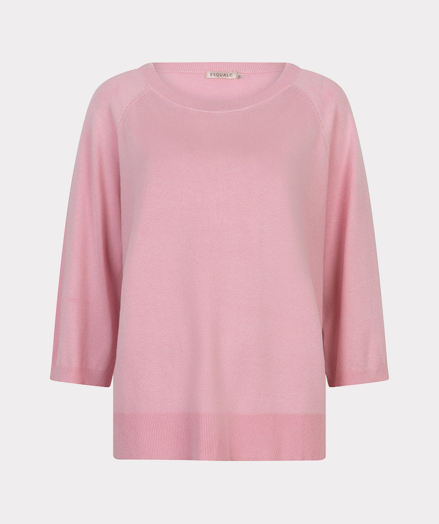 Esqualo Sweater Wide Sleeve Basic Knit - Romance Rose