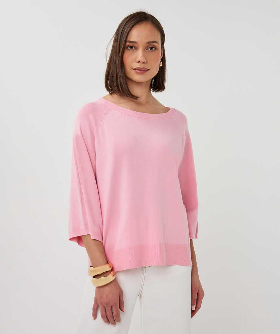 Esqualo Sweater Wide Sleeve Basic Knit - Romance Rose