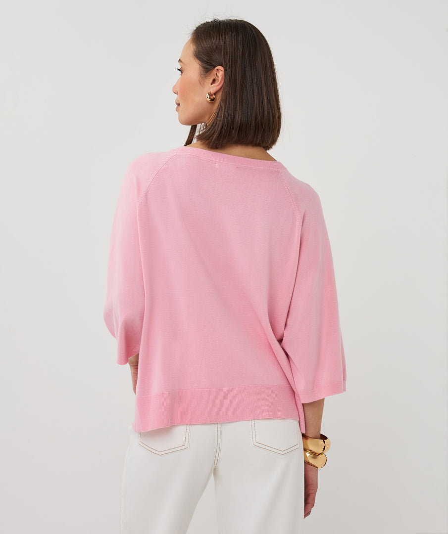 Esqualo Sweater Wide Sleeve Basic Knit - Romance Rose