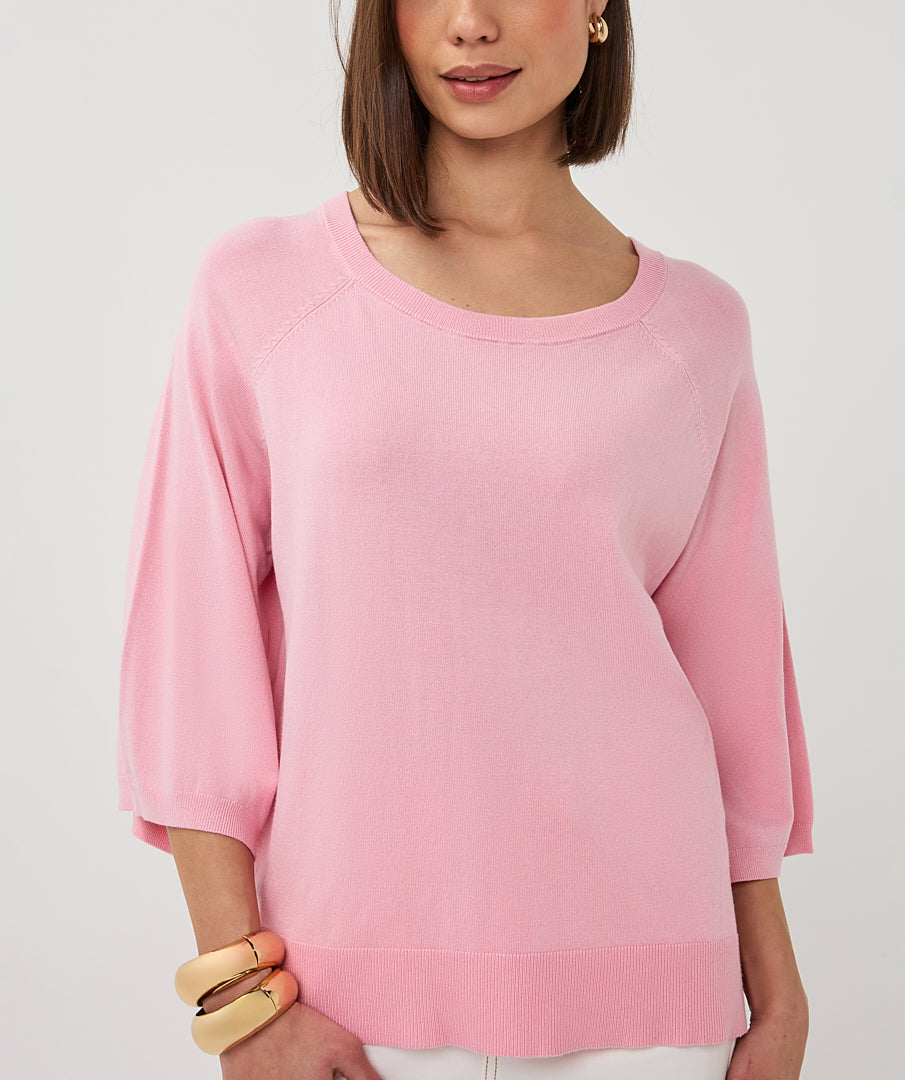 Esqualo Sweater Wide Sleeve Basic Knit - Romance Rose