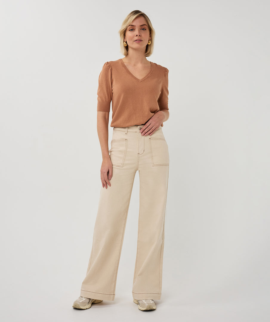 Esqualo Wide Twill Natural Trousers