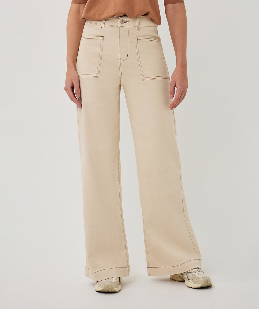 Esqualo Wide Twill Natural Trousers