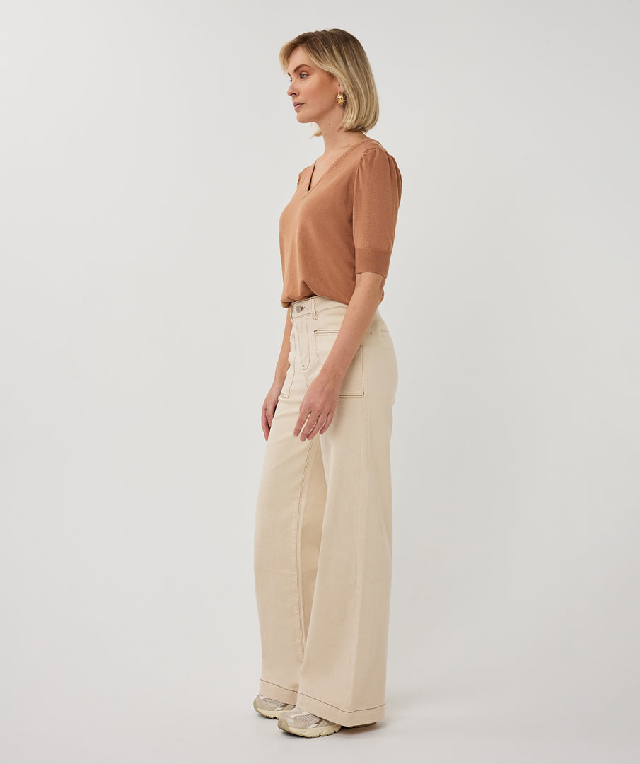 Esqualo Wide Twill Natural Trousers