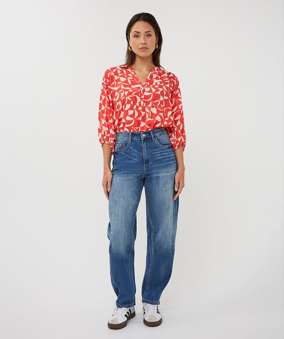 Esqualo Raglan Scarlet Graphic Print Blouse