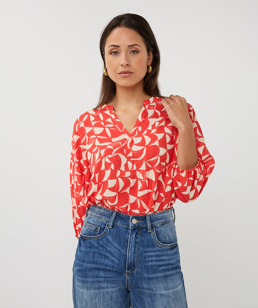 Esqualo Raglan Scarlet Graphic Print Blouse