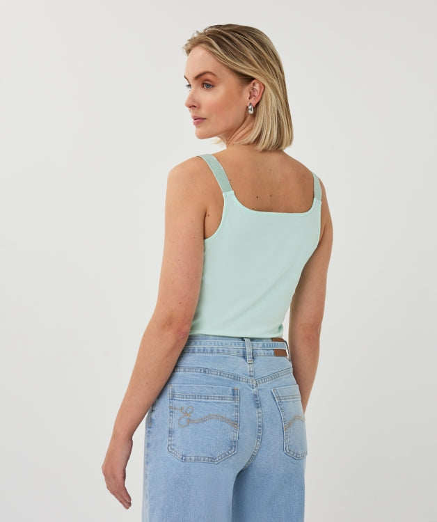 Esqualo Mint Green Cami With Lurex Straps