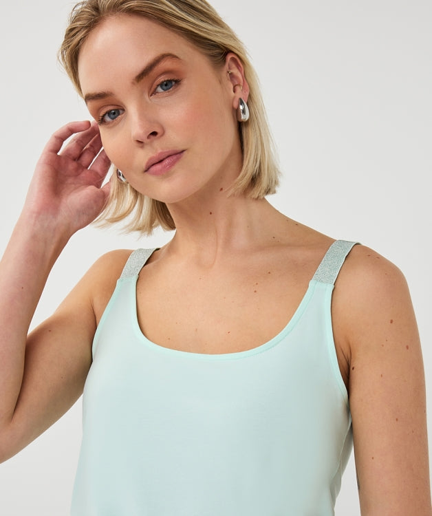 Esqualo Mint Green Cami With Lurex Straps