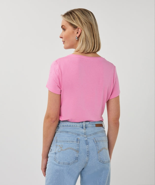 Esqualo V/Neck Stones Rose T-shirt