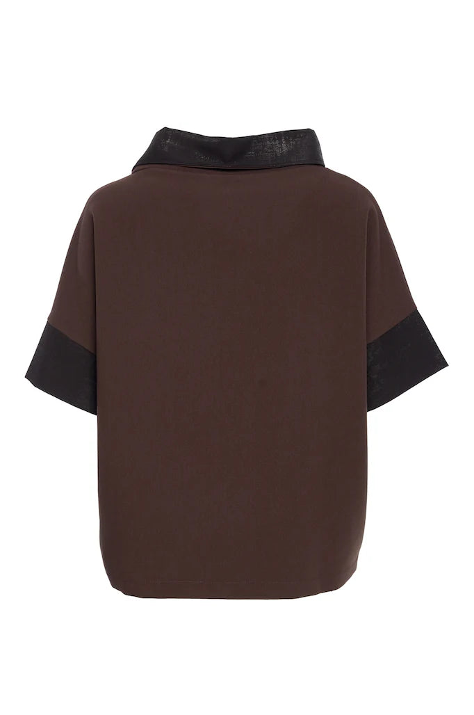 Naya Placement Neck Dress Top With Contract Cut Away Collar