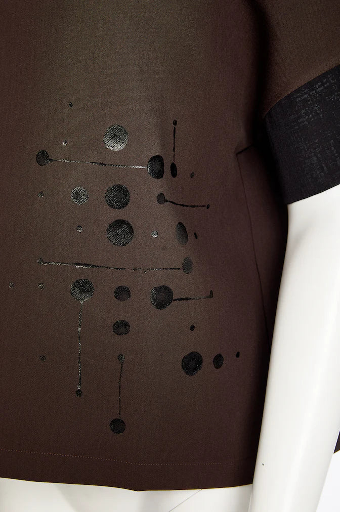 Naya Placement Neck Dress Top With Contract Cut Away Collar