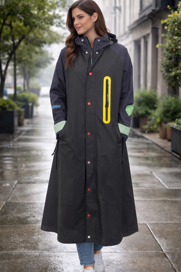 Sheena's Waterproof Hooded Parka Rainwear Black/Navy