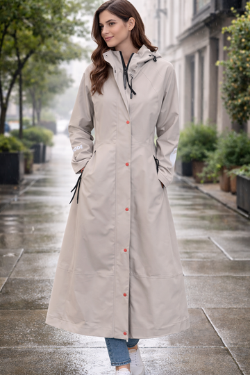 Sheena's Waterproof Hooded Raincoat - Light Sand