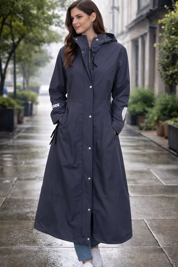 Sheena's Waterproof Hooded Raincoat - Navy