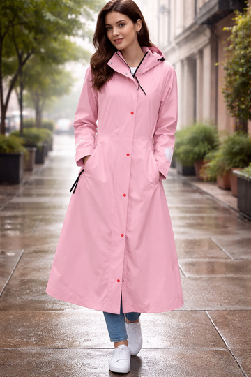Sheena's Waterproof Hooded Raincoat - Powder