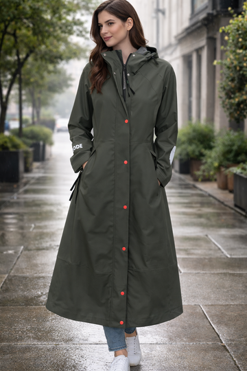 Sheena's Waterproof Hooded Raincoat Olive