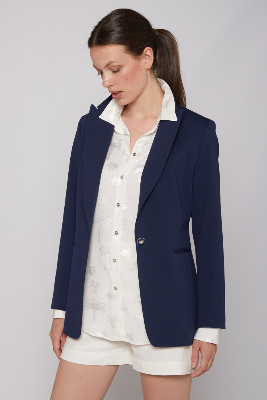 Vilagallo Navy Sophia Blazer With A Multicolour Check Lining - Sheena's ...