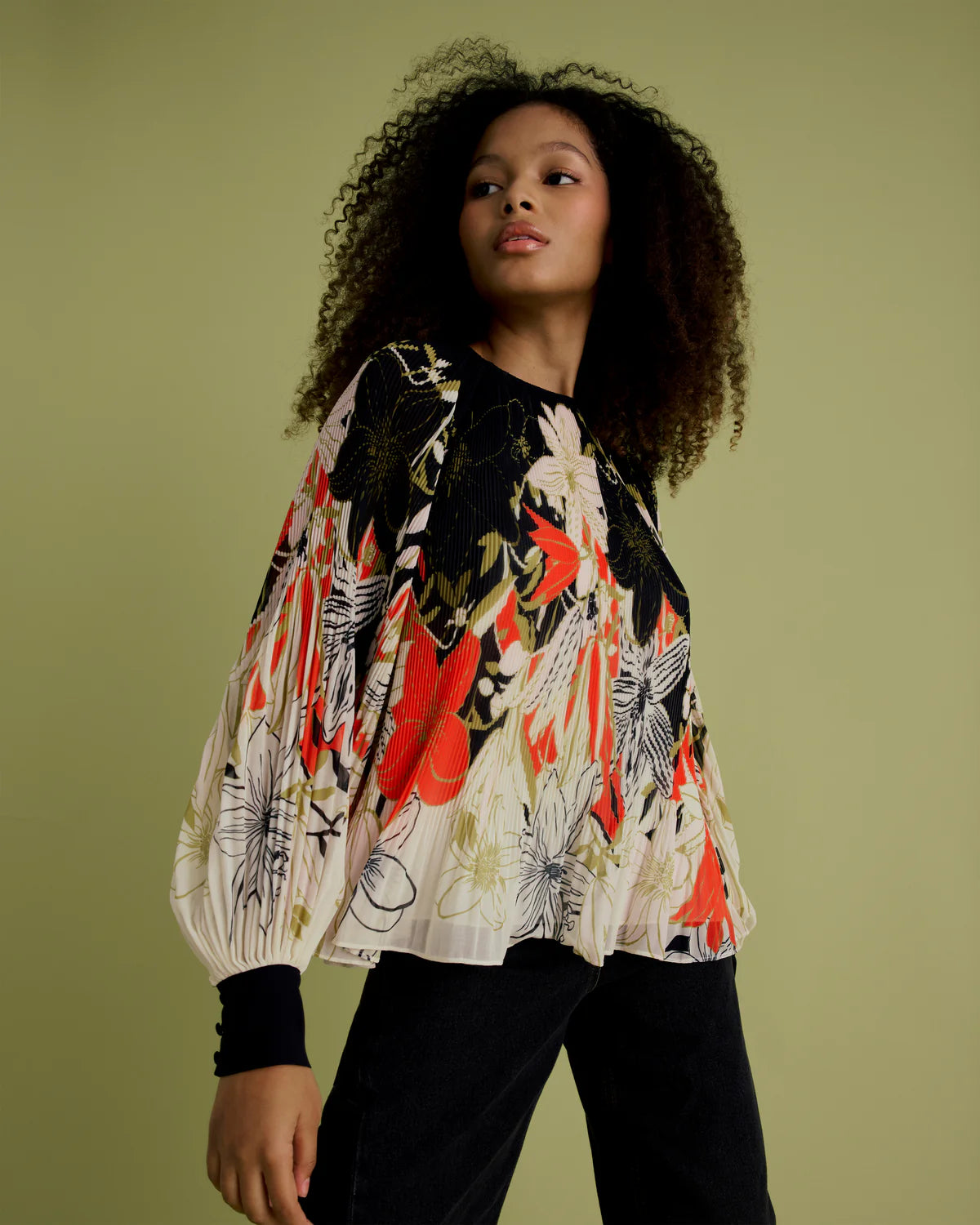 Florere Pleated Sleeve Blouse