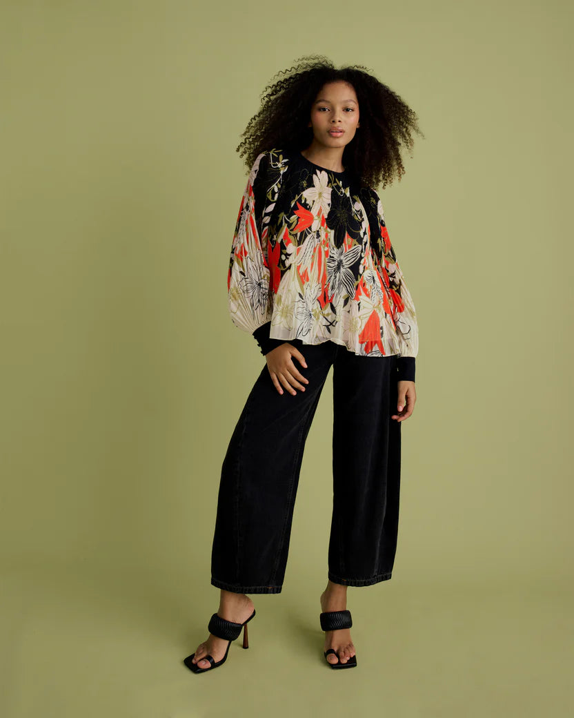 Florere Pleated Sleeve Blouse