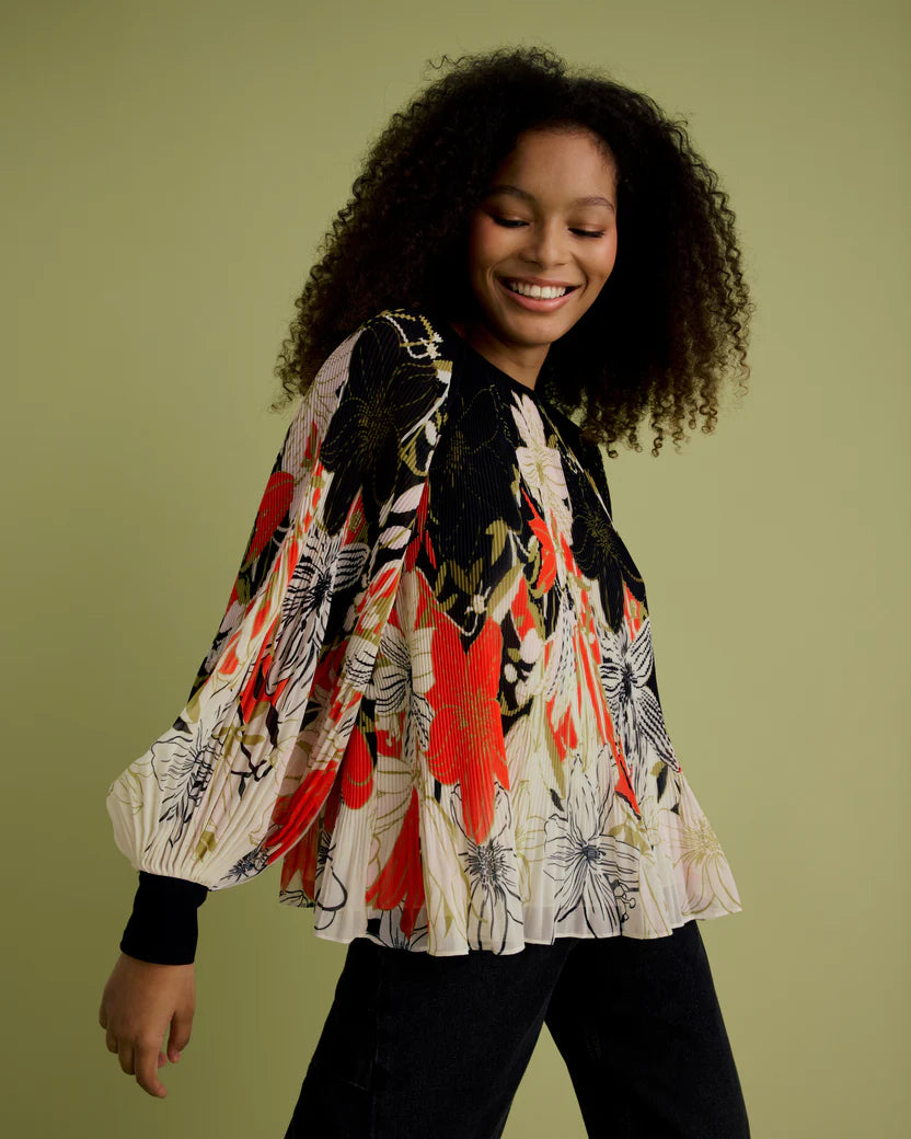 Florere Pleated Sleeve Blouse