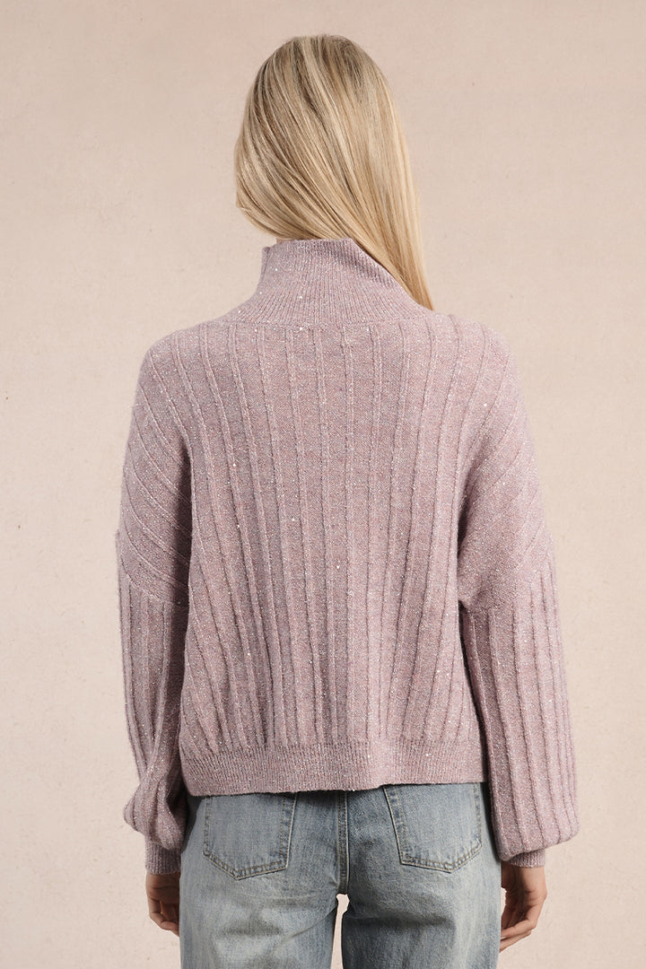 Molly Bracken Sequin Knitted Mauve Sweater