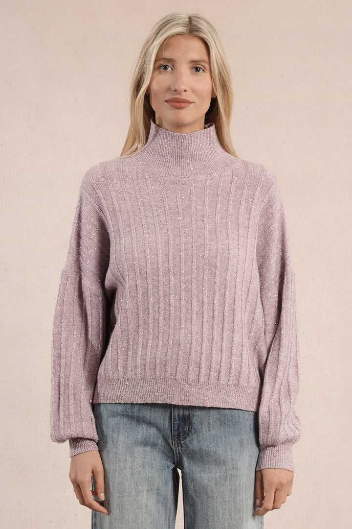 Molly Bracken Sequin Knitted Mauve Sweater