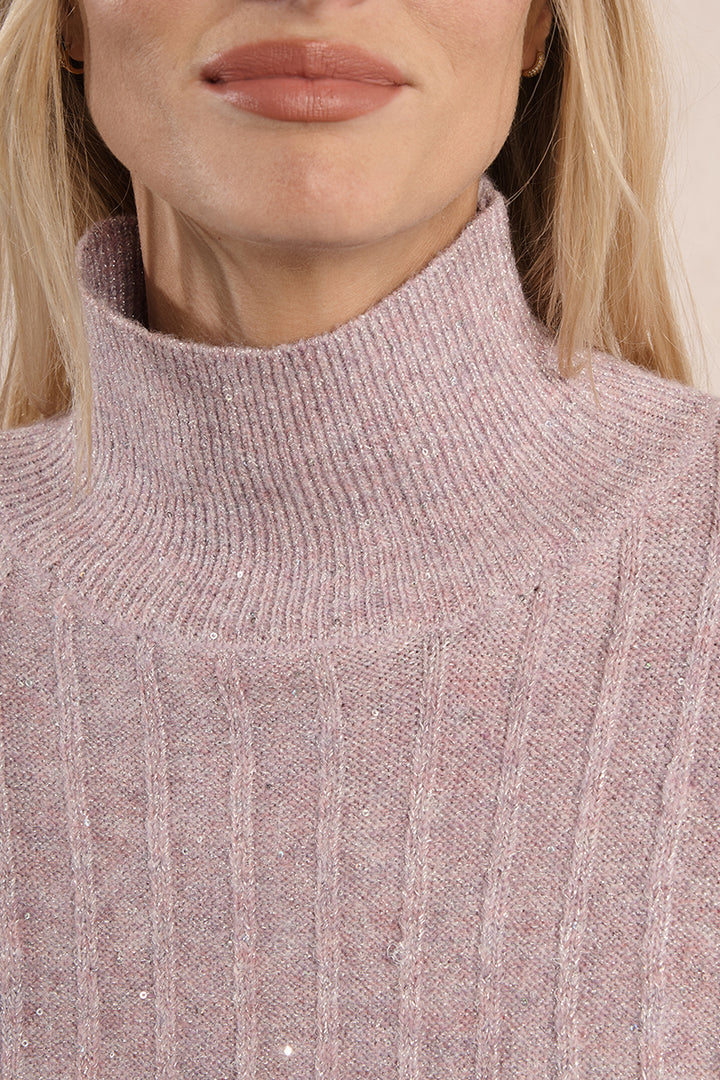 Molly Bracken Sequin Knitted Mauve Sweater