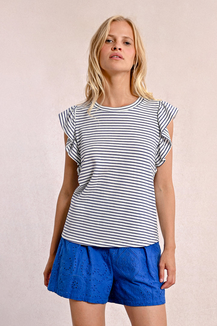 Molly Bracken White/Navy Blue Tshirt